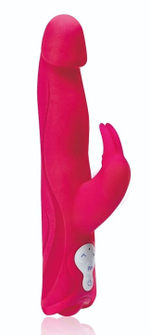 Розовый силиконовый вибратор JUMPING BULLETS с 3 моторами - 22 см. (Цвет: розовый)