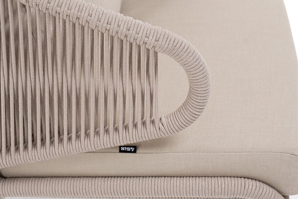 "Милан" лаунж-зона 5-местная плетеная из роупа (веревки), каркас алюминиевый белый, роуп бежевый