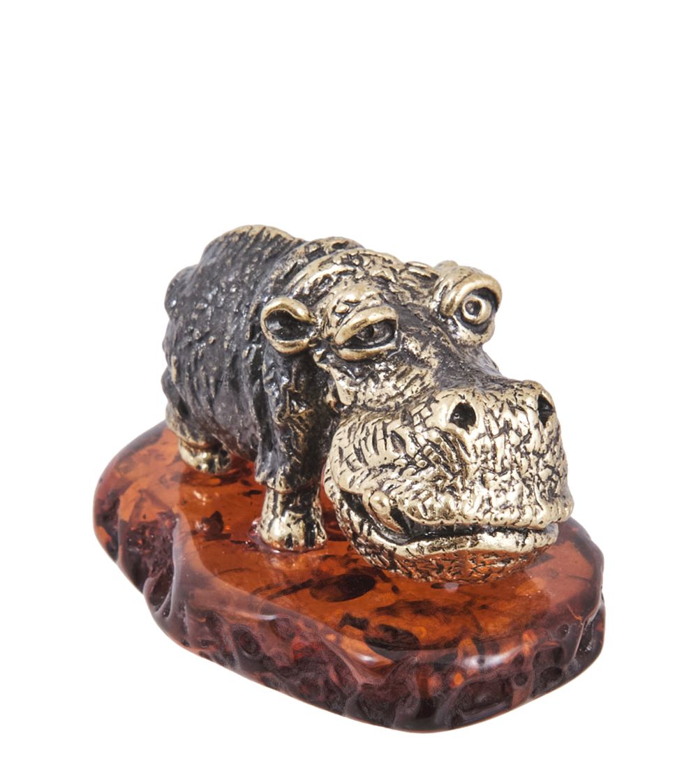 Народные промыслы AM-4022 Фигурка «Бегемот Валера» (латунь, янтарь)