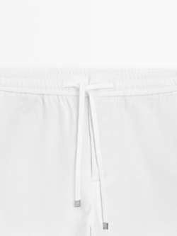Massimo Dutti Брюки-джоггеры из хлопковой смеси, белый