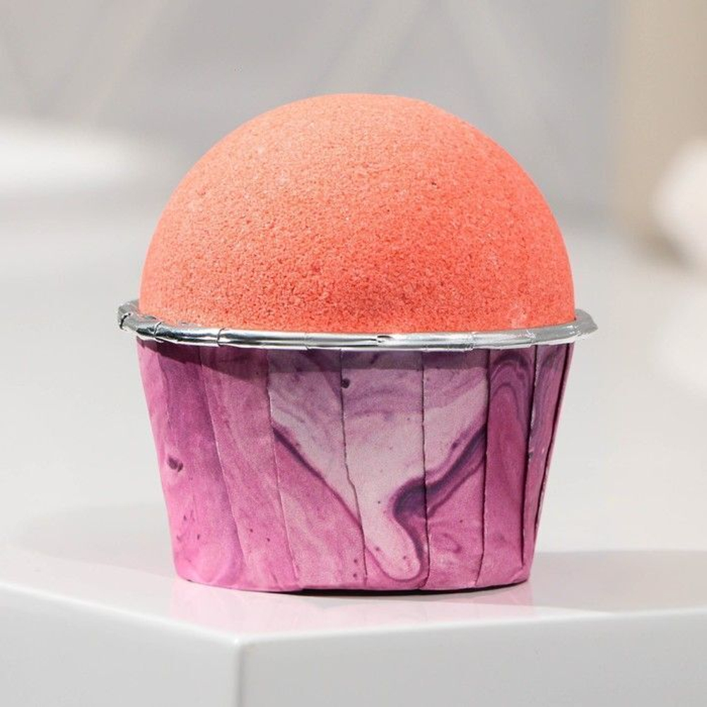 Бомбочка для ванны «Клубничный капкейк» с ароматом клубники - 130 гр. (Цвет: оранжевый)