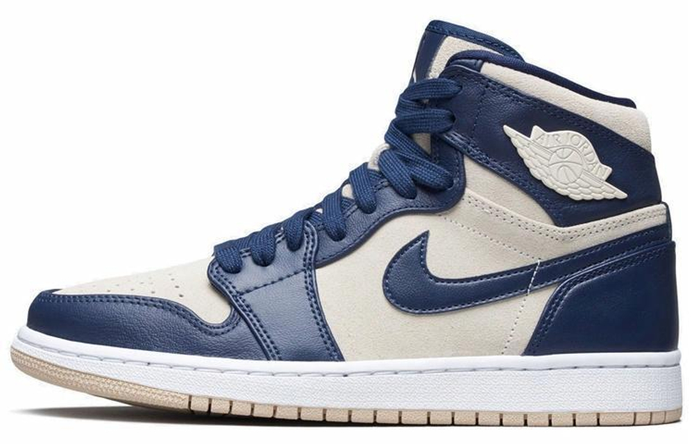 Кроссовки Jordan Air Jordan 1 Retro Premium Midnight Navy Light Cream (Женская размерная сетка)