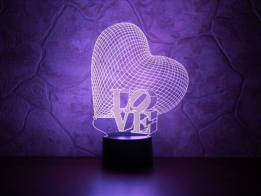 Ночник детский 3D Светильник Сердце LOVE