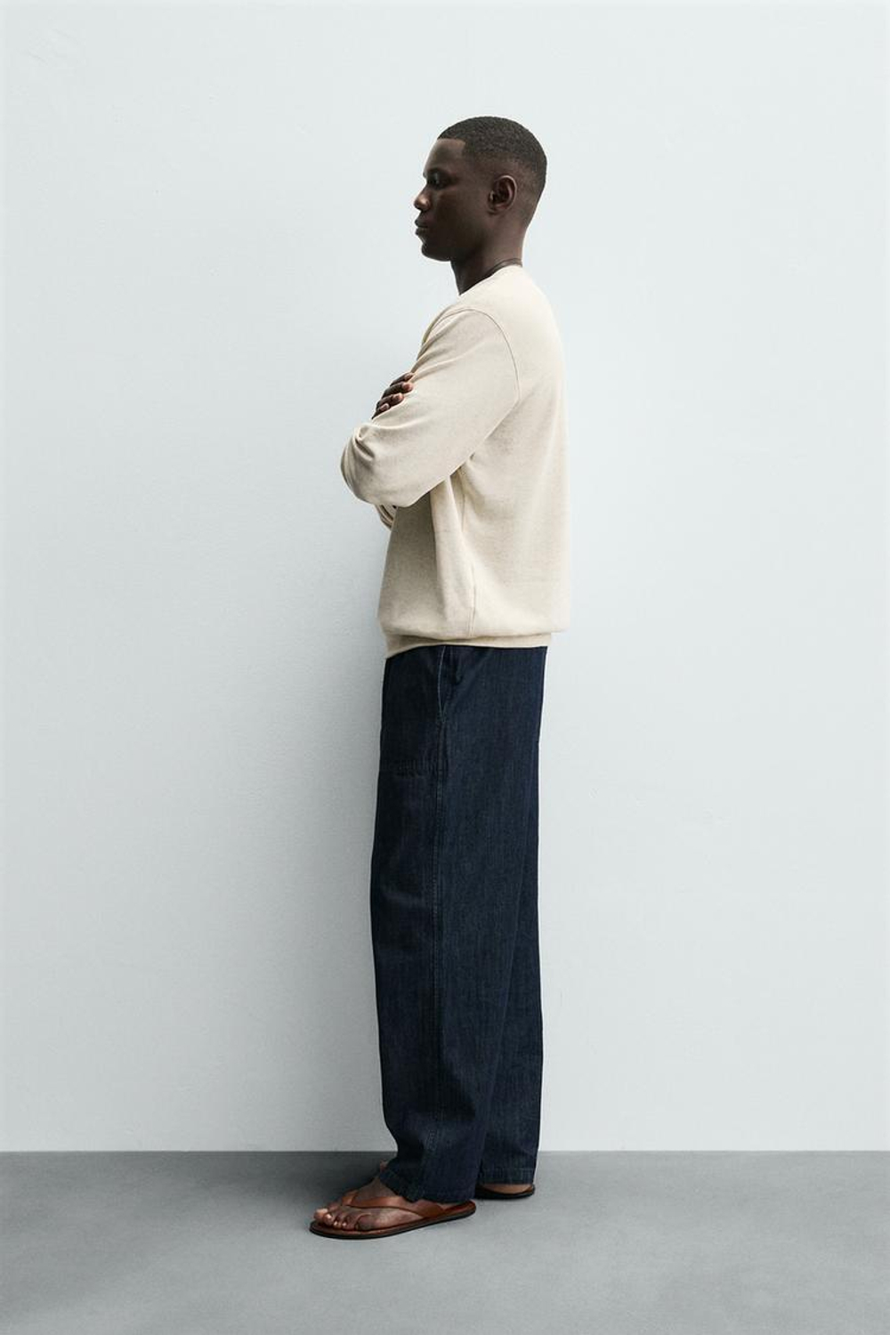 ZARA ТОЛСТОВКА SOFT С КРУГЛЫМ ВЫРЕЗОМ, БЕЖЕВЫЙ МЕЛАНЖ