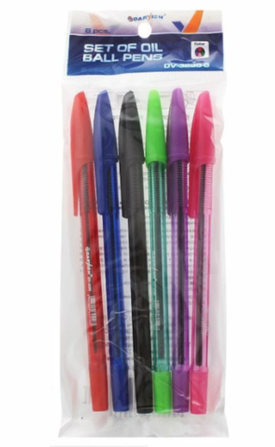 Набор ручек шарик. масл. 6цв. (Darvish)