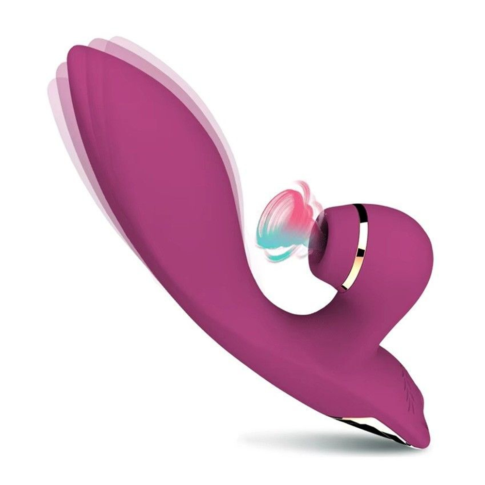 Сливовый вибратор-кролик с вакуумной стимуляцией 5’’ Silicone Suction Kiss - 20,3 см. (Цвет: сливовый)