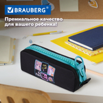 Пенал BRAUBERG с объемной "тракторной" молнией 1 отделение ткань 22х8х6 5 см "Cool anime" (2 штуки в упаковке)