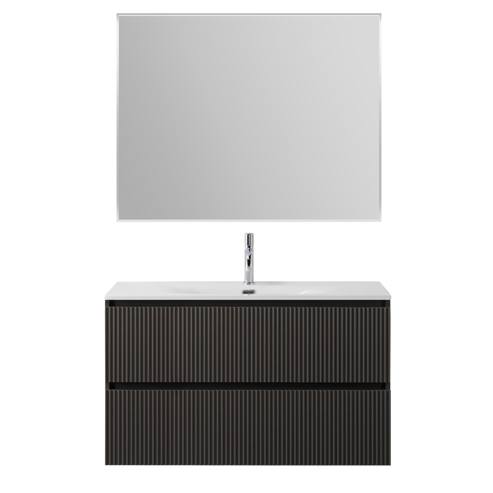 Тумба с раковиной подвесная BelBagno UNO-MINI-900-2C-SO-GSO Темно-Серый матовый, раковина белая BB-8099-3-90