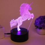 Светильник ночник «3D-Волшебный Единорог» на пластиковой подставке, с включателем USB