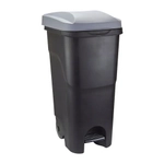 Бак 85л с педалью на колесах Серый