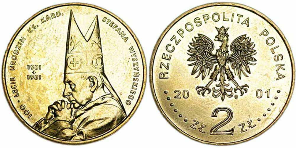 Польша 2 злотых, 2001 100 лет со дня рождения Стефана Вышинского