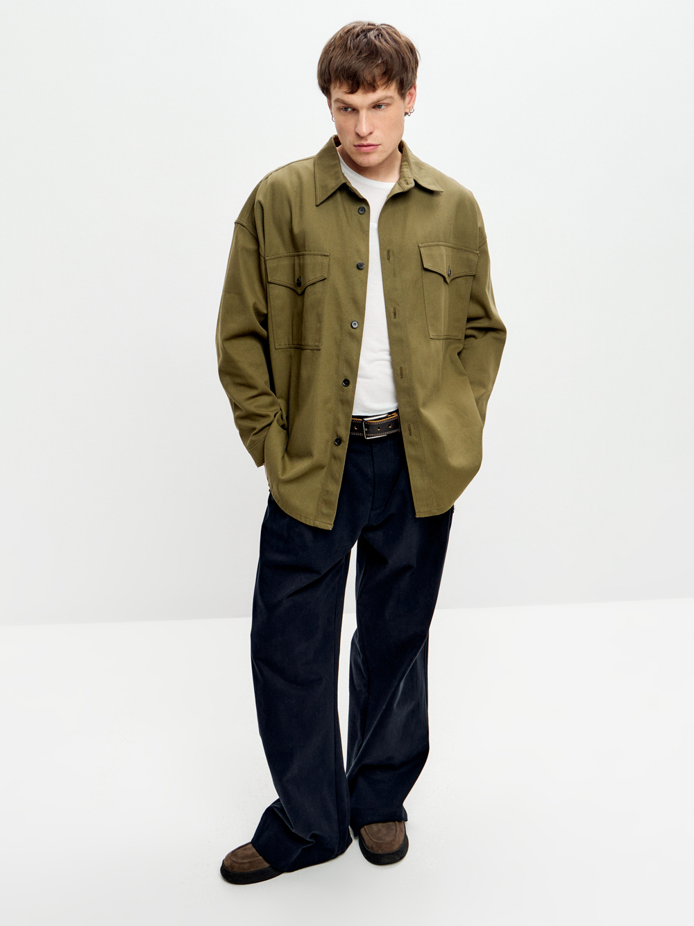 Рубашка унисекс джинсовая хаки