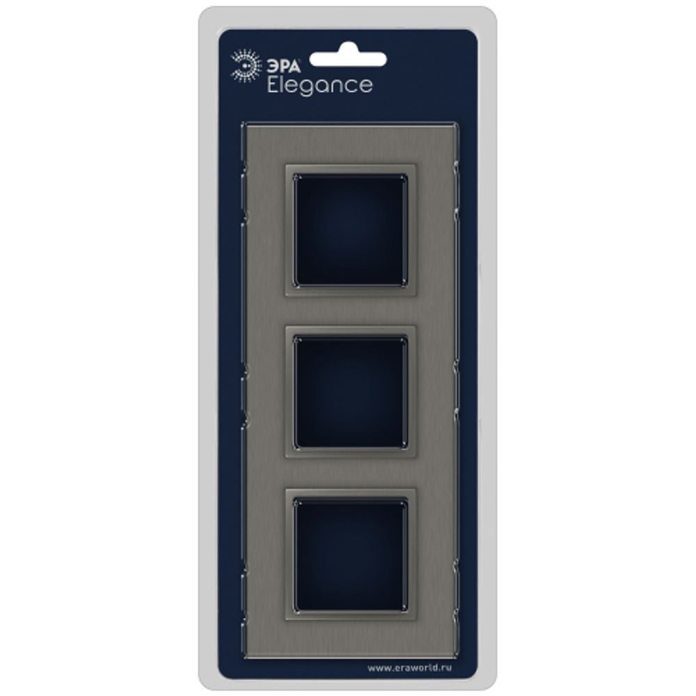 Рамка для розеток и выключателей ЭРА Elegance 14-5203-16 на 3 поста, металл, титан
