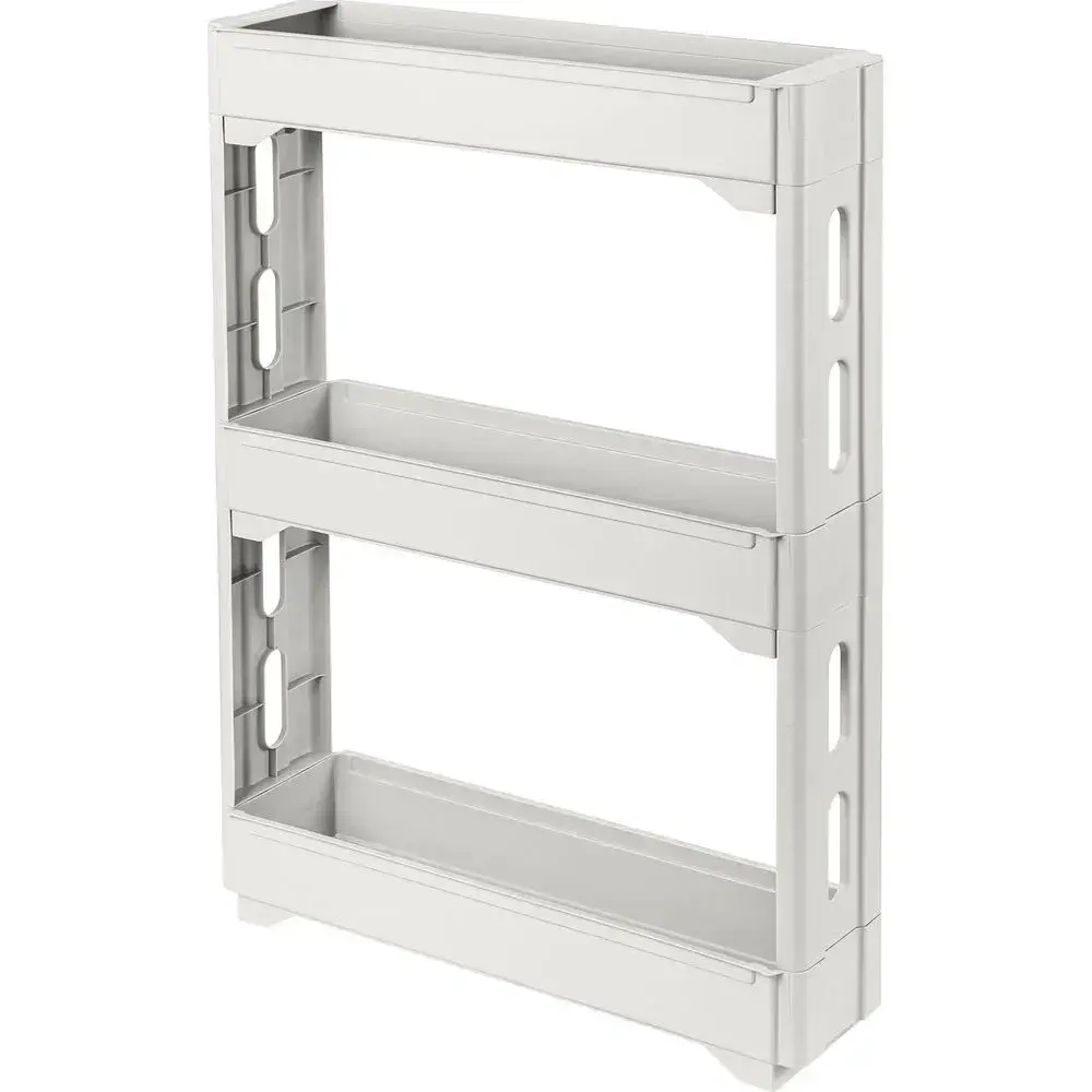 Этажерка Keeplex Regular на колесиках трехсекционная узкая 53,7,3х71 см белое облако