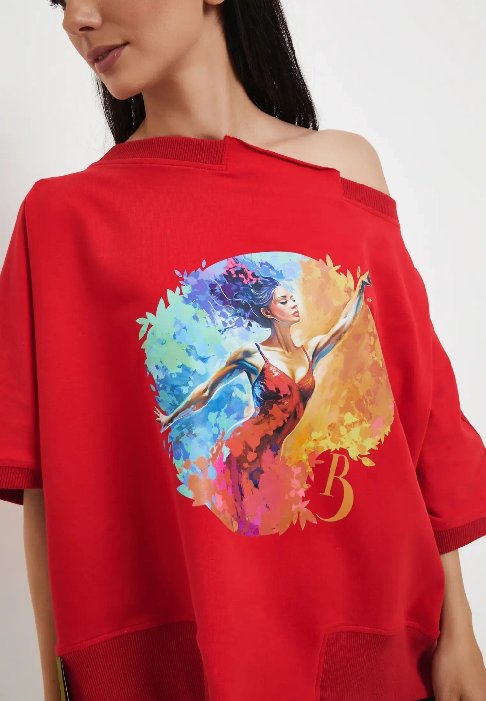 Футболка Летучая мышь принт красный