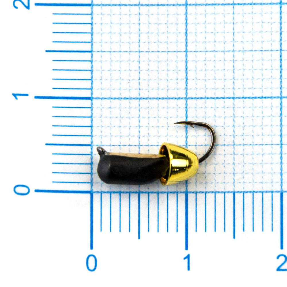 Мормышка Владимирская 560 "Гвоздик с латунным колокольчиком золото" с коронкой, 3мм, 0.9гр (15шт/уп)