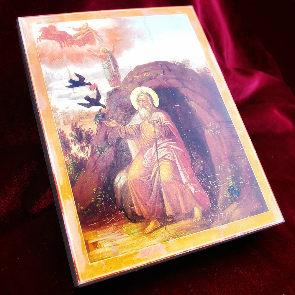 Икона святой Пророк Илья в пустыне на дереве на левкасе мастерская Иконный Дом