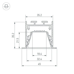 Профиль LINIA45-F-TRAY-3000 ANOD (Arlight, Алюминий) 062188