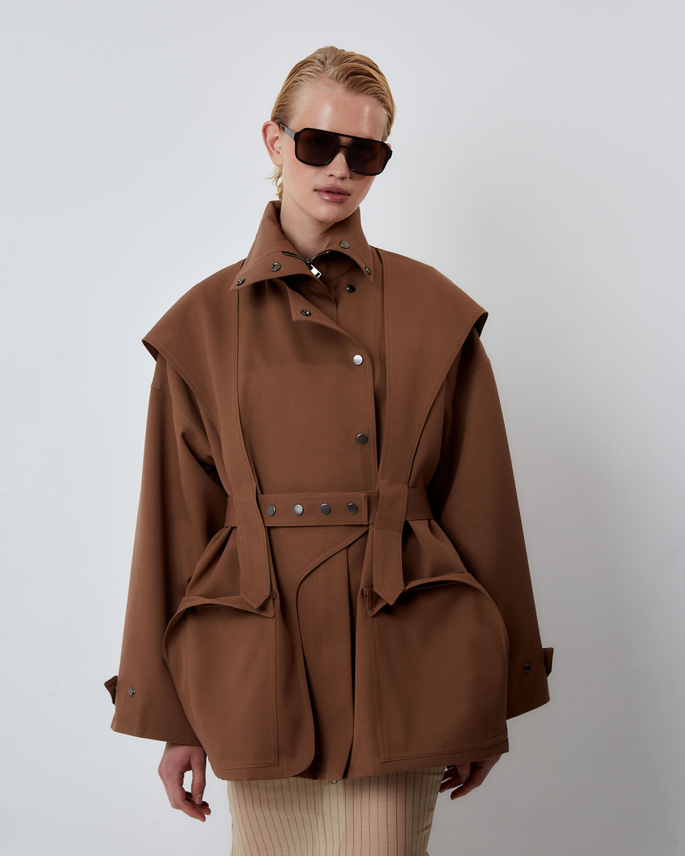 Тренч на молнии из хлопка Стелла Маккартни корица