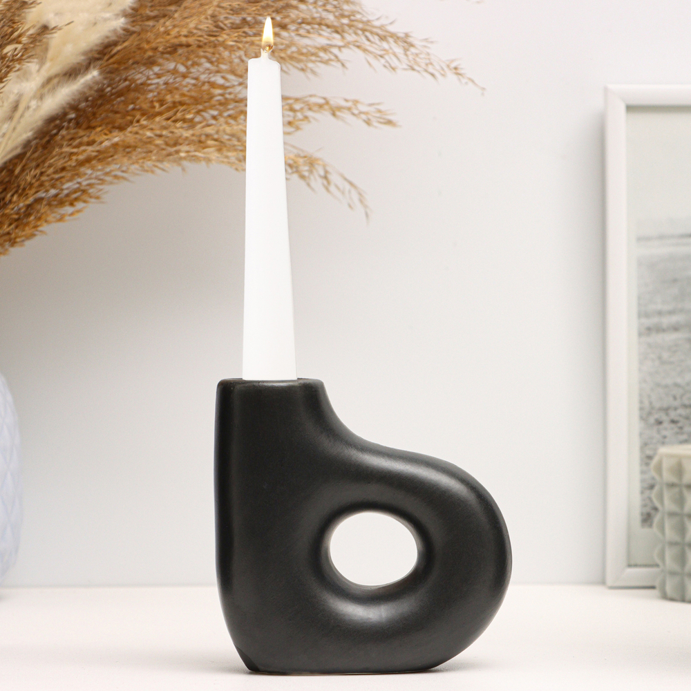 Подсвечник  черный глянец, 10х4х10см