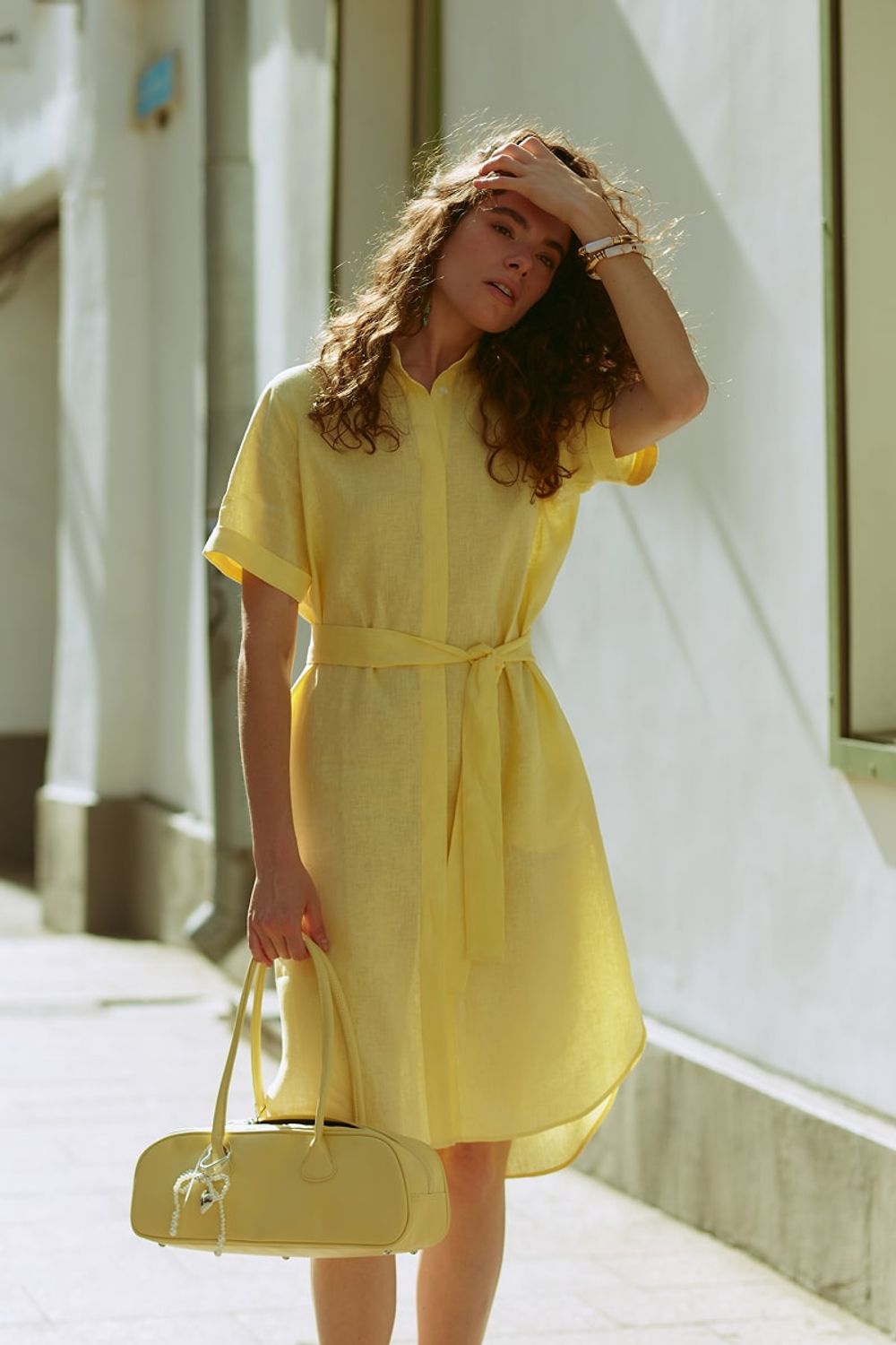 Платье Леон лен сицилийский лимон