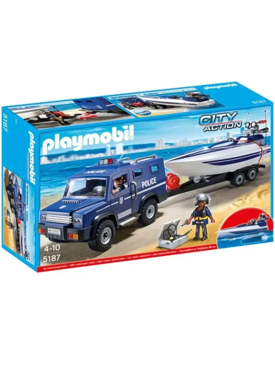 Набор Полицейский внедорожник с моторной лодкой
