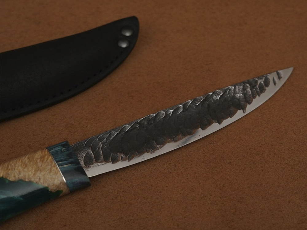 Якутский нож "Амга", сталь Х12МФ, рукоять стабилизированная карельская береза/акрил