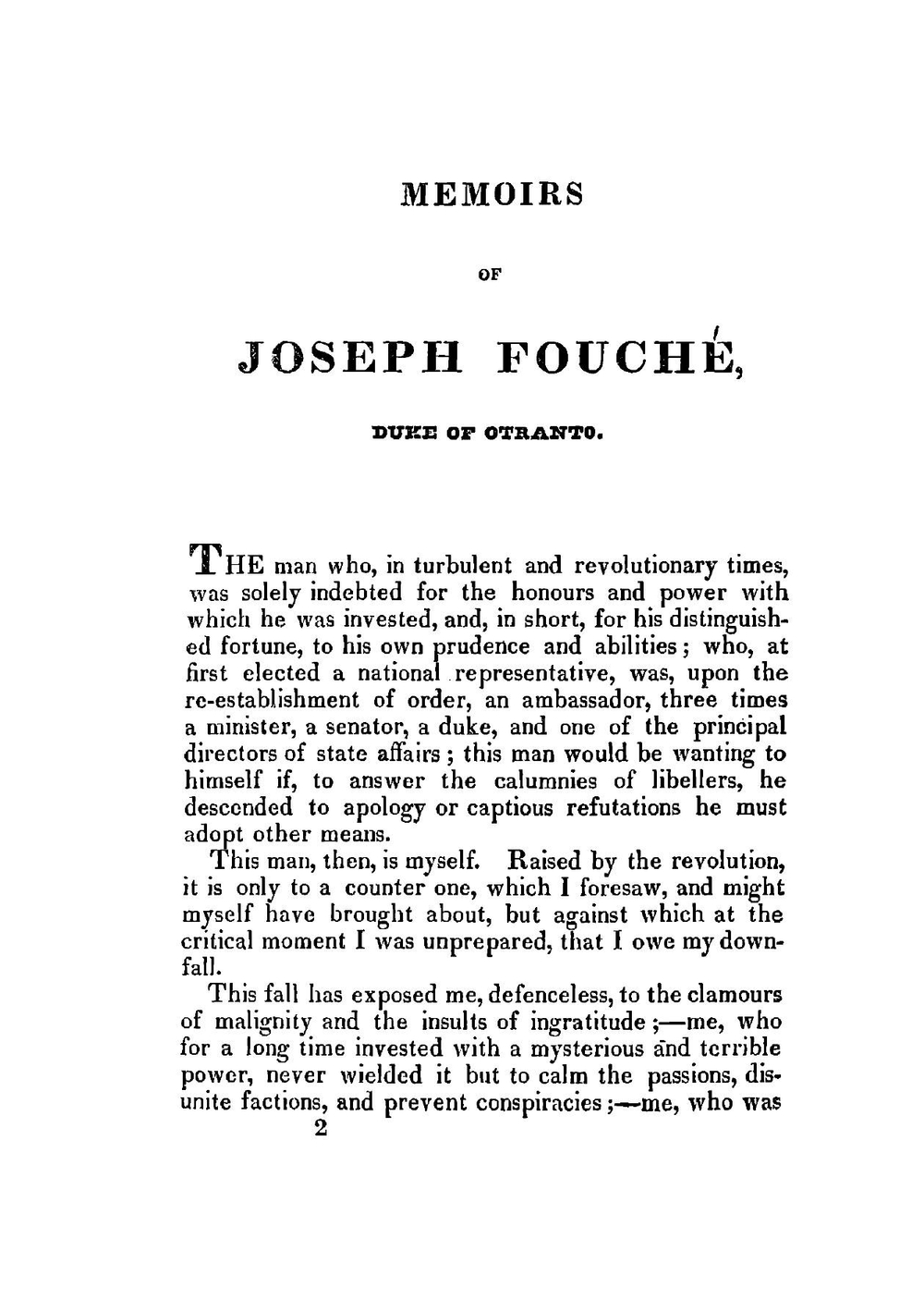 The memoirs of Joseph Fouché. Duke of Otranto | J. Fouché