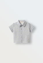 3143-340 Комплект рубашка и шорты из муслина (клетка синяя)