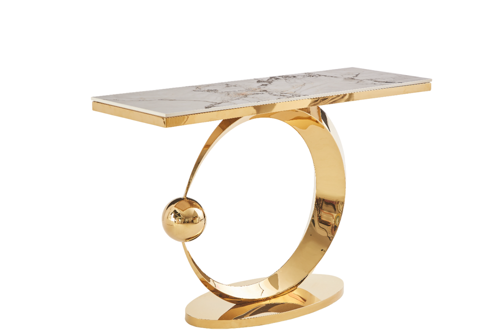 Стол-консоль Ist Casa Дрим, 120х40х78 см, белый нефрит, золотой