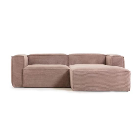 Двухместный диван Blok с правым шезлонгом, розовый вельвет