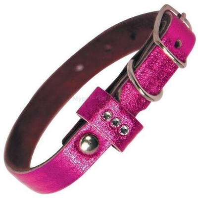 Ошейник-мини двойной шлевка со стразами кожаный,  12*200мм, Gamma