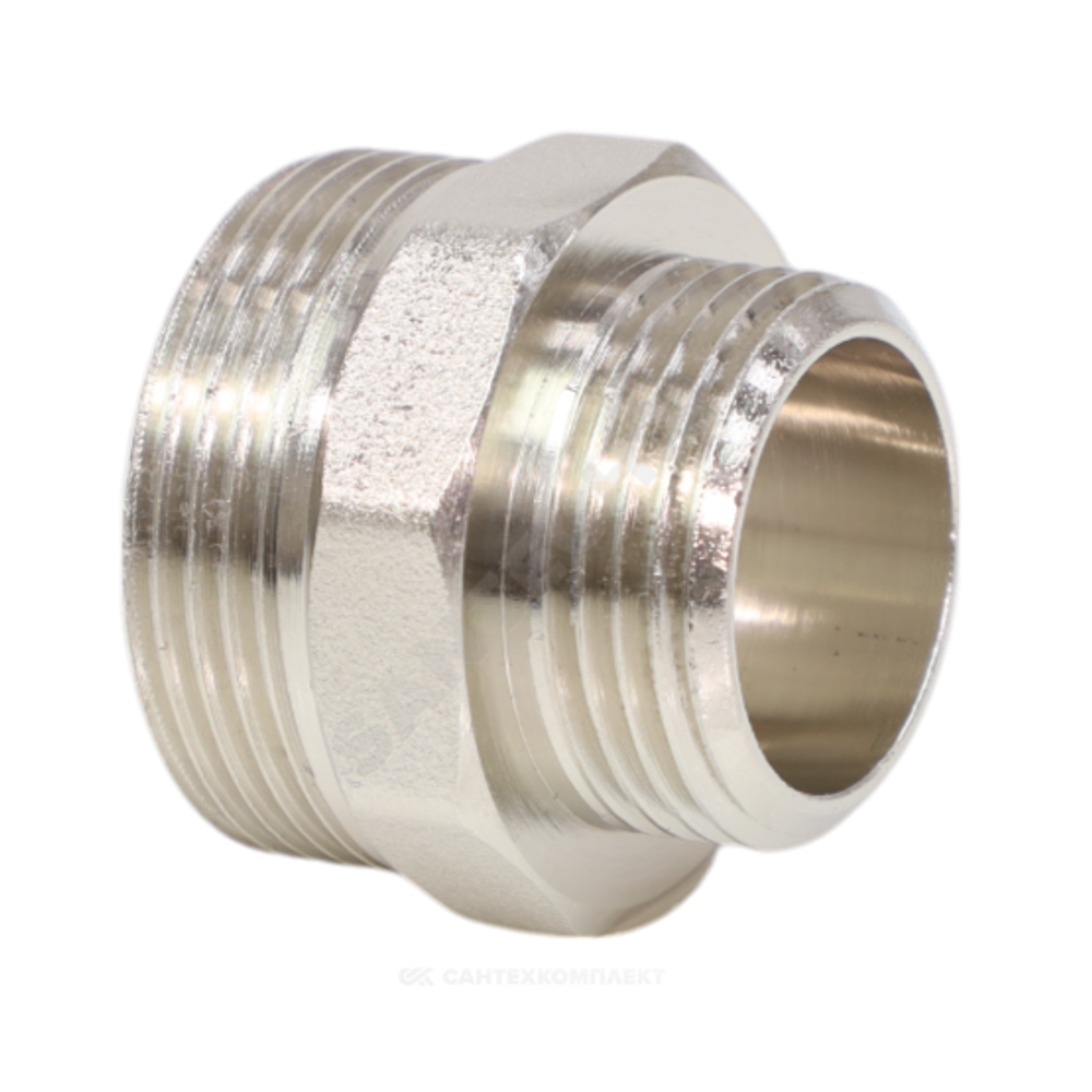 Ниппель латунь никель переходной Ду 40х15 (1 1/2"х1/2") НР VALFEX VF.580.N.112.012
