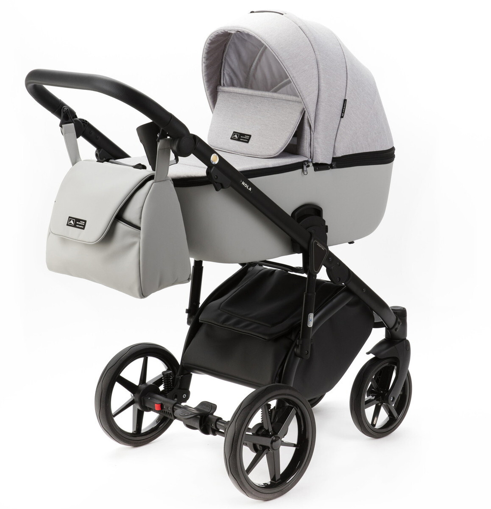 Детская коляска Adamex Nola 3 в 1 N-PS46 (СВ. СЕРЫЙ + СВ. СЕРАЯ КОЖА)