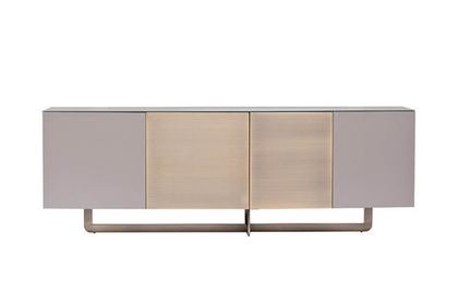 Комод дизайнерский с дверцами 76x45x220смGarda Decor Space бежевый с бронзой