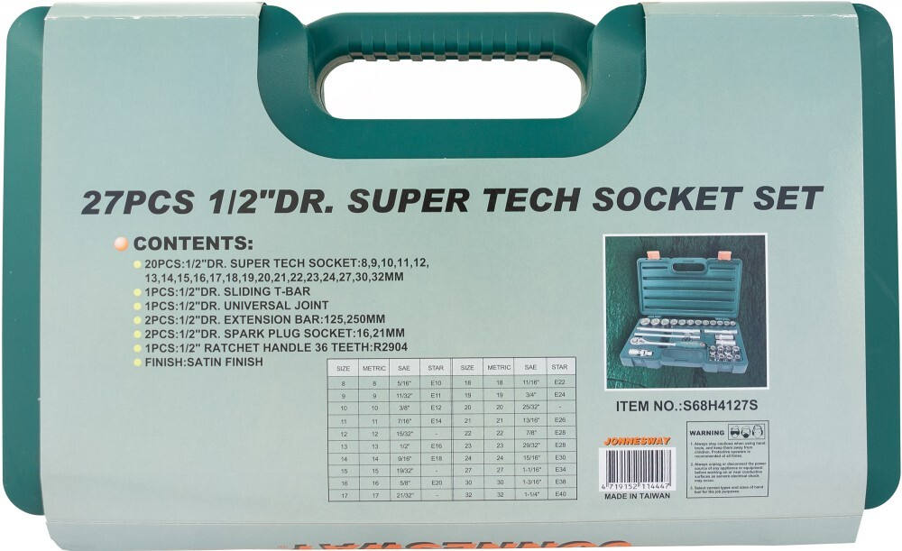 S68H4127S Набор головок торцевых 1/2"DR Super Tech, 27 предметов