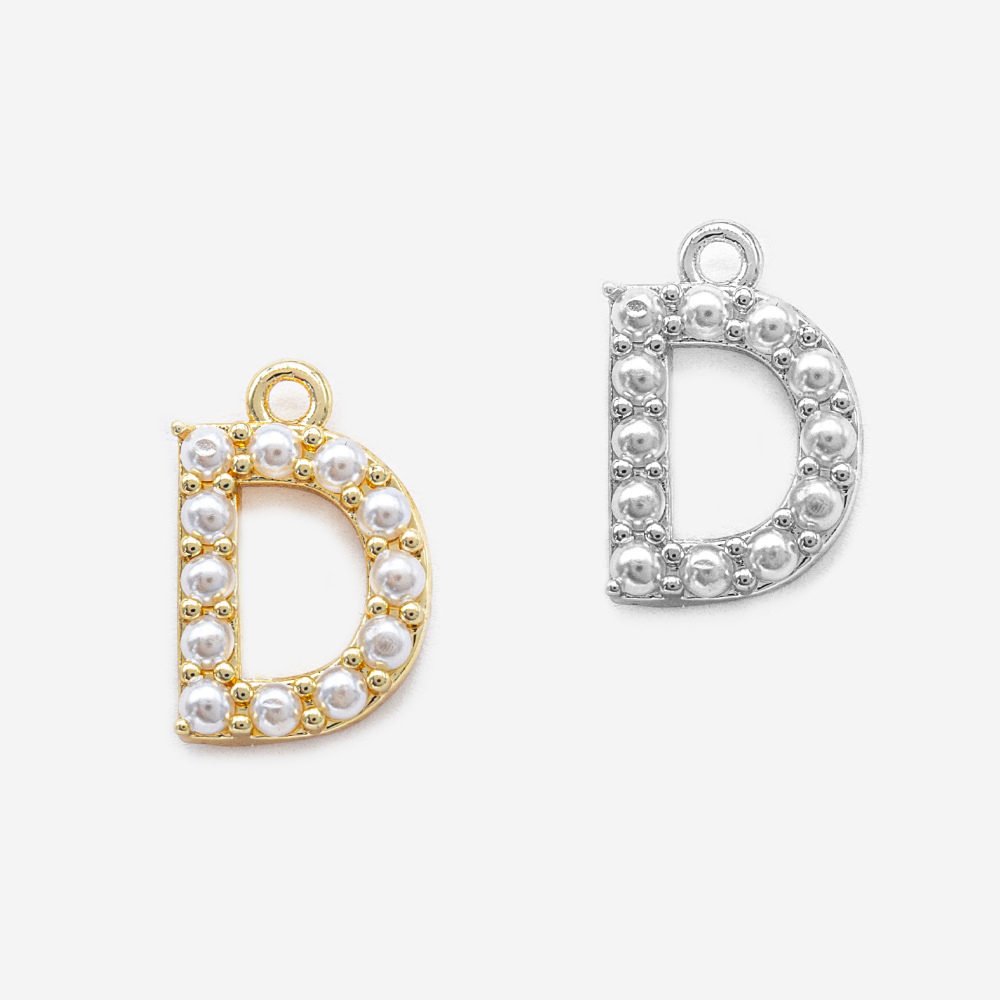 Подвеска с жемчугом в форме буквы "D", 13,7*9мм