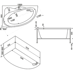 Акриловая ванна Bas (Бас) Вектра 150х90 L, с каркасом