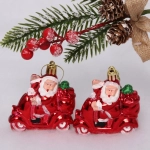 Ёлочная игрушка «Дед Мороз в машине» (2 шт) 7,1*2,7*7,8 см, красный