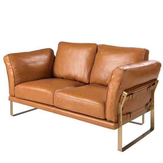 Двухместный диван Angel Cerda 6229 из кожи цвета Camel