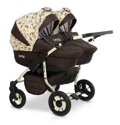 Детская коляска для двойни Verdi Twin 2 в 1 (Темно-коричневый)