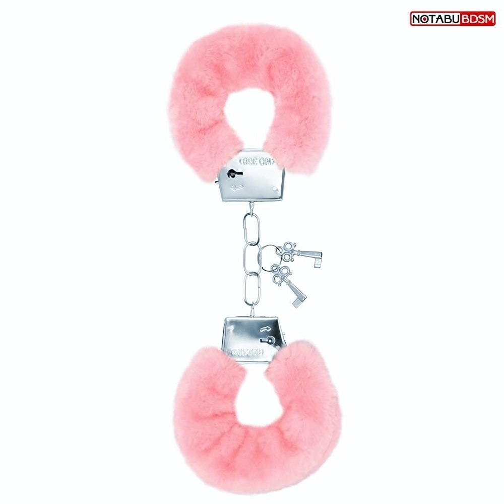 Металлические наручники с мягкой нежно-розовой опушкой (Цвет: нежно-розовый)
