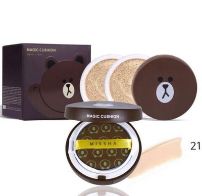 QILAIYI Кушон с запасным блоком "МЕДВЕДЬ" SPF50+/PA+++ тон21