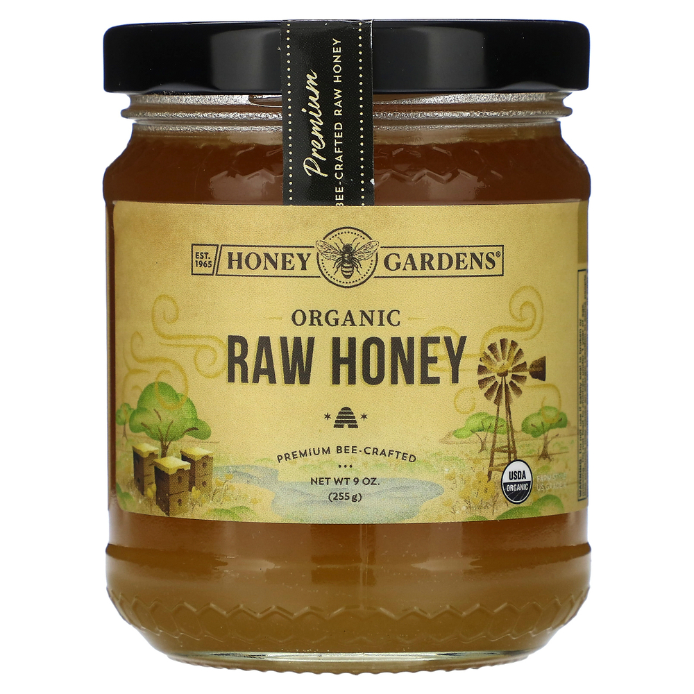 Honey Gardens, органический необработанный мед, 255 г (9 унций)
