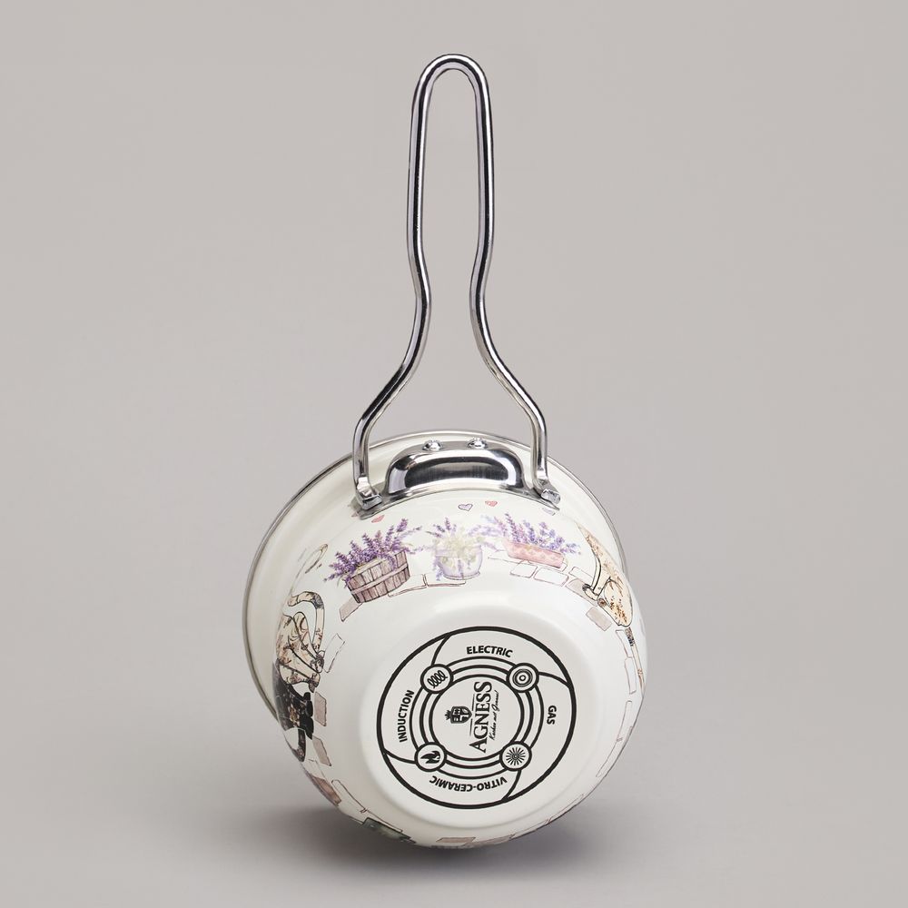 КОВШ ЭМАЛИРОВАННЫЙ СЕРИЯ "LAVENDER CATS" 0,9Л, ДИА 14 СМ