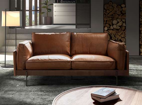 Диван 2-местный 6222 SL из табачно-коричневой кожи