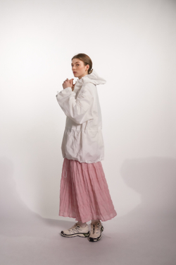 Юбка на кокетке из воздушного батиста, розовая