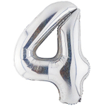 Шар фольгированный Цифра 4 113 см (Серебряный)