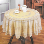 Скатерть круглая 150см EMBOSSED 60" бежевая с коричневым