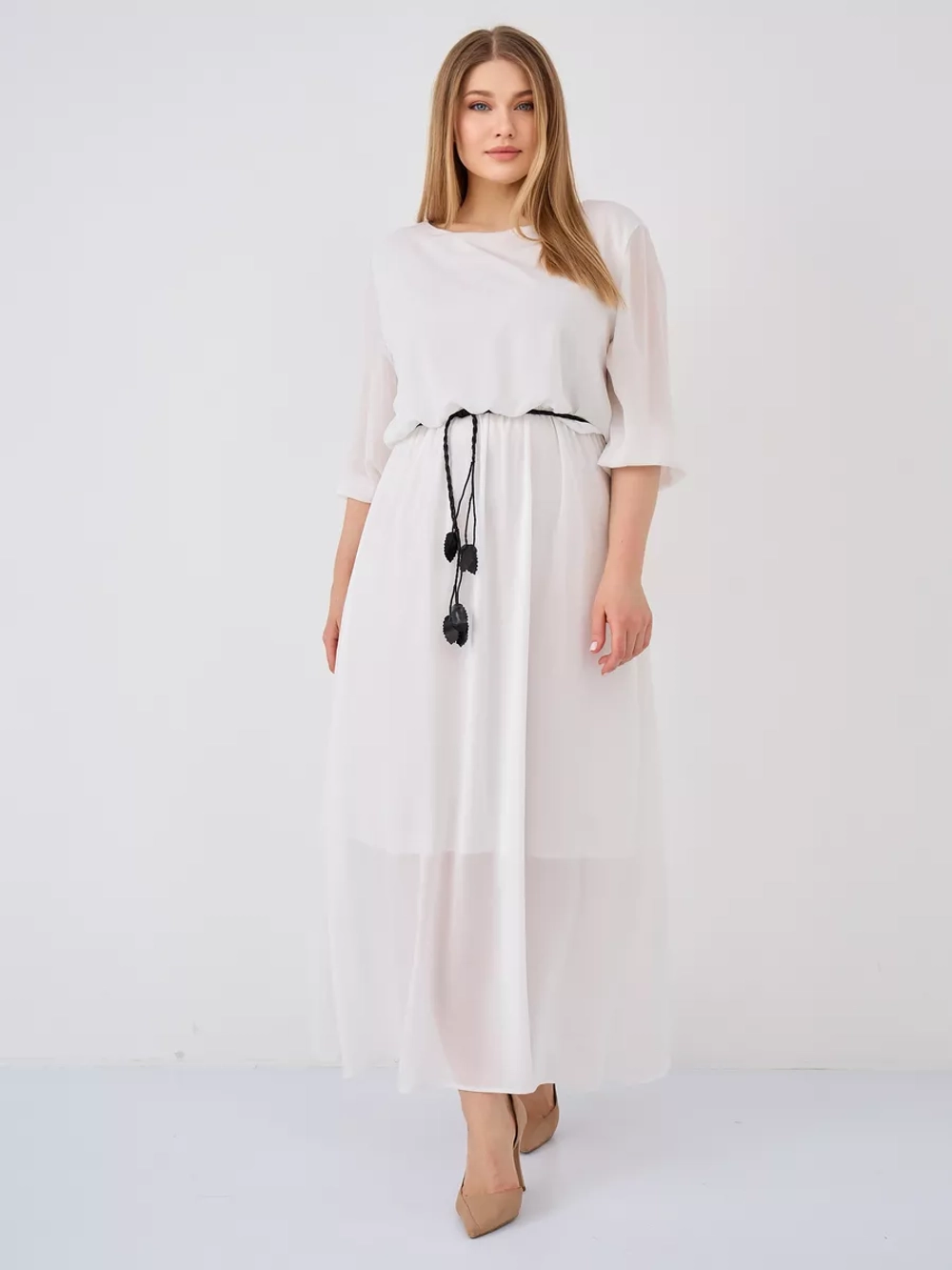 Платье на резинке с поясом